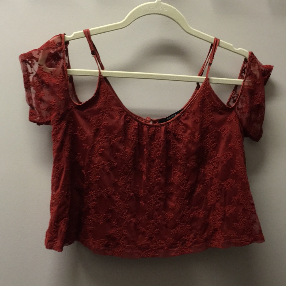 Dark orange off shoulder crop top